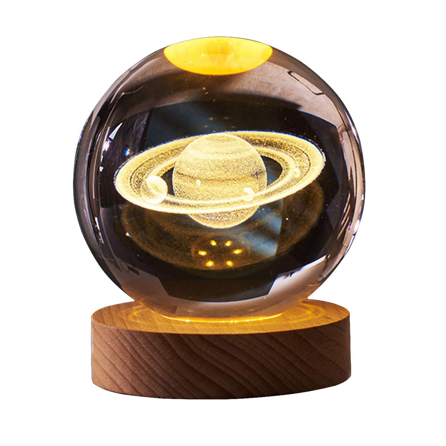 Kazetec 3D Crystal Ball Saturn Night Light 2.35Inch(60Mm) Space Decor Magical Globe Nightlight Kids Bedroom Decor Nightlight Decolamp As A Birthday Gift For Teens.