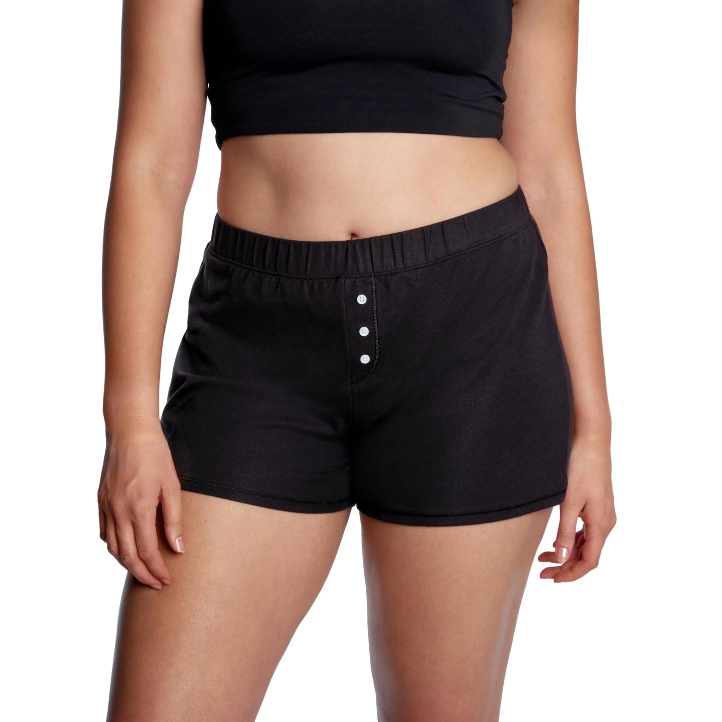 Thinx Ultra-Soft Period Underwear, Overnight Sleep-Shorts Leakproof, Holds Up to 12 Regular Tampons*, Period Underwear for Women, Reusable & Controls Odor, Black, L