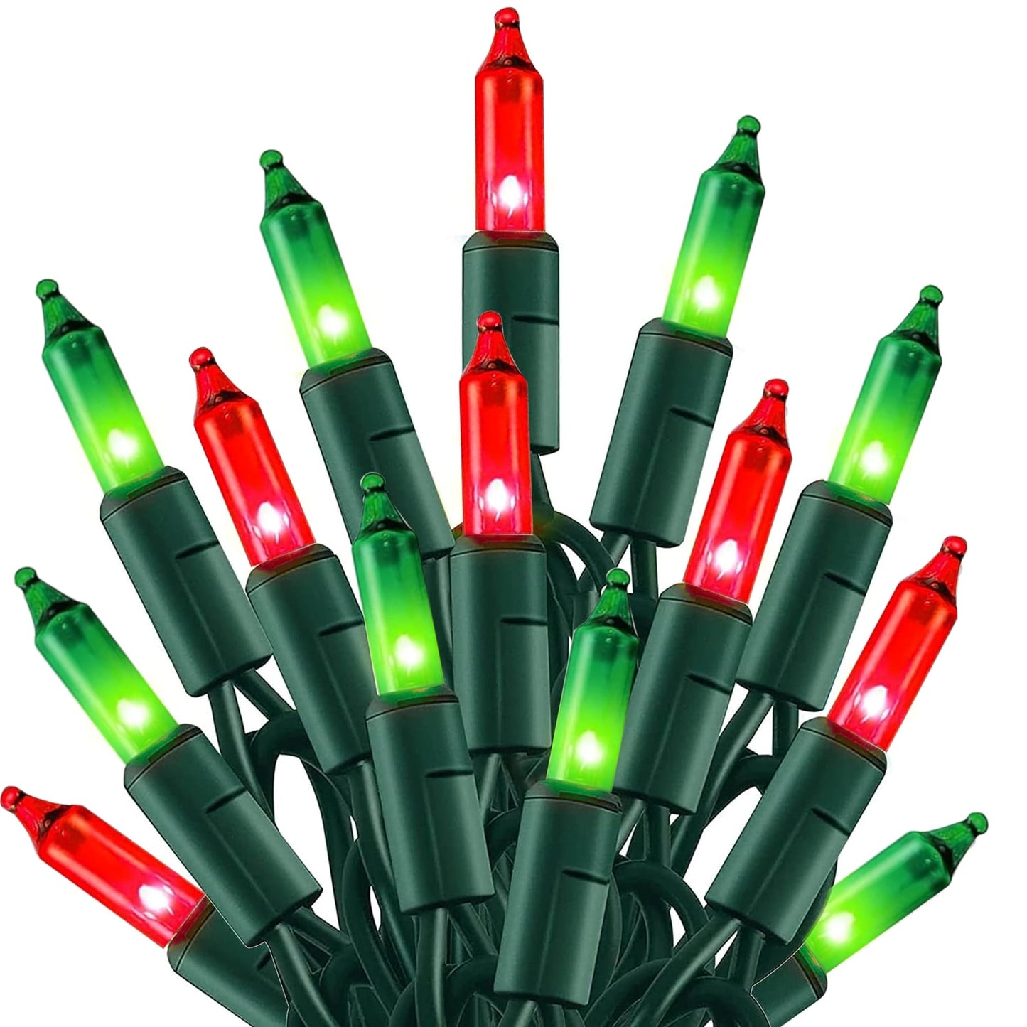 Tw Shine Christmas Mini String Lights, 20Ft, 100 Count, Waterproof, Red And Green, Model Zf-100-2/Sb, Indoor/Outdoor Decorations