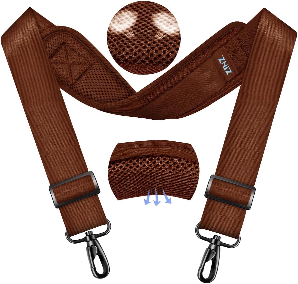 ZINZ 79.5" Universal Bag Strap with Ultra-Thick Fixed Breathable Pad Adjustable Heavy-Duty Shoulder Strap for Laptop Bag Crossbody Luggage Gym Bag Camera Bag and More -B01R01