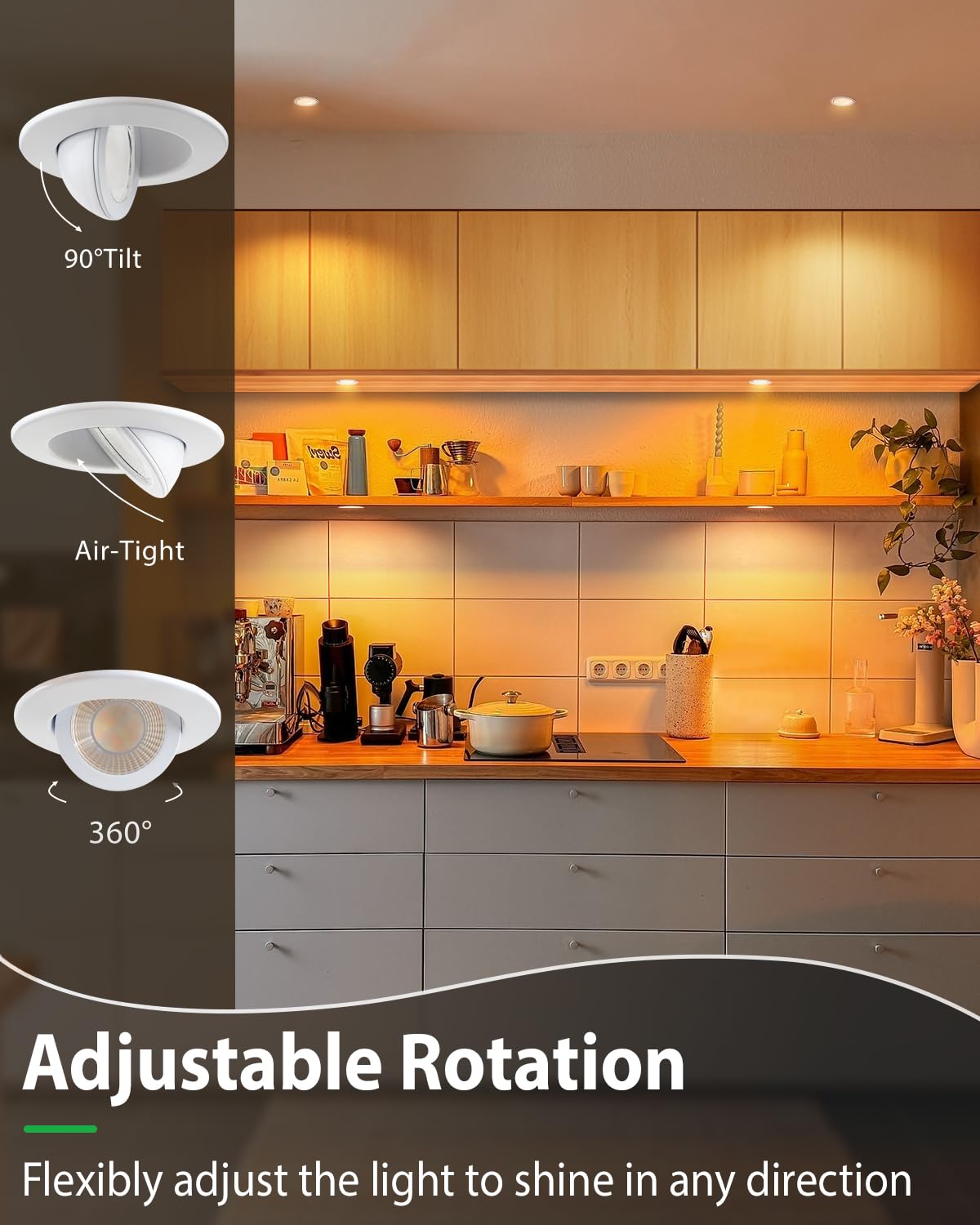Zouzai 2 Inch 5Cct Gimbal Led Recessed Lighting With Junction Box  360+90 Adjustable Recessed Can Lights  2700K/3000K/3500K/4000K/5000K Selectable  5W Eqv 50W  550Lm Brightness - Etl (White 6 Pack)
