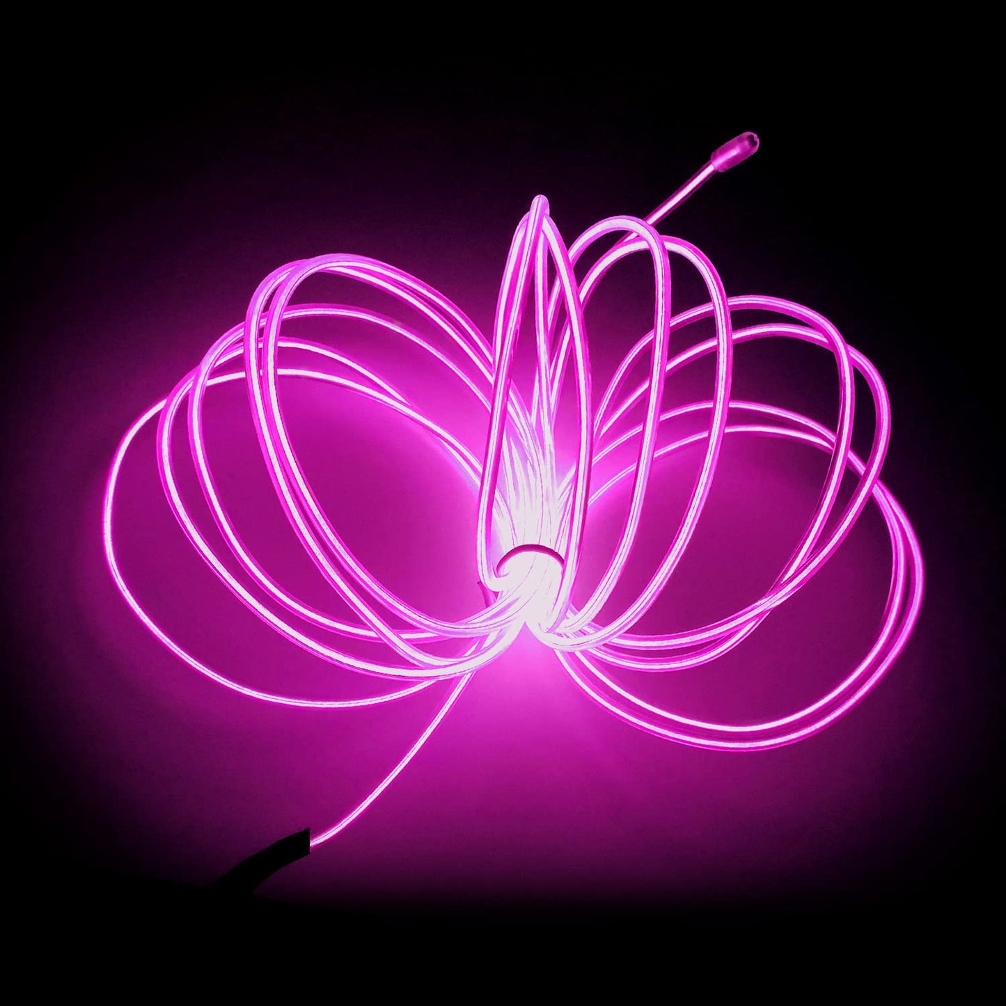 MaxLax EL Wire Neon Lights Strip, 2M Pink Glowing Rope, 360° Cuttable for Parties & DIY Decoration