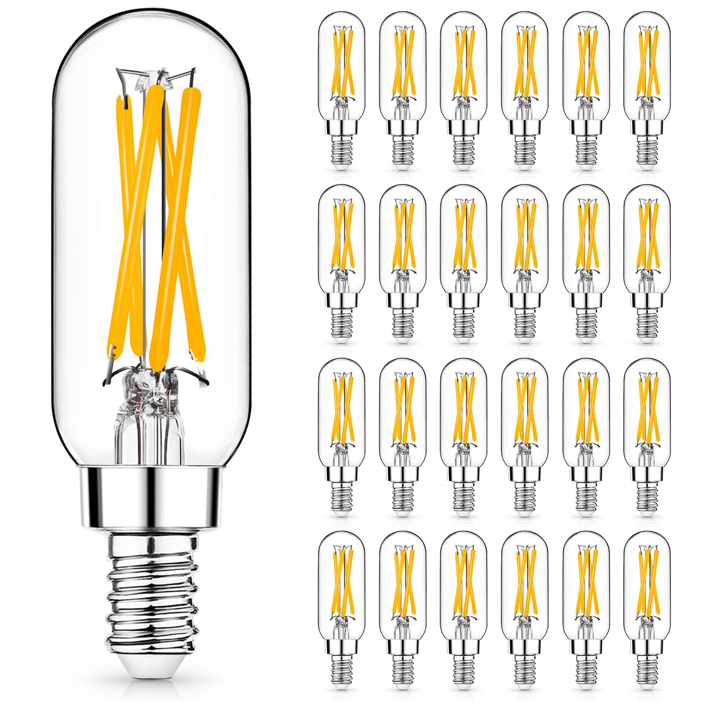 Mlambert 24 Pack E12 Led Edison Bulbs, 4W Warm White Dimmable, T6 Glass Candelabra Light Bulbs For Chandeliers & Wall Sconces