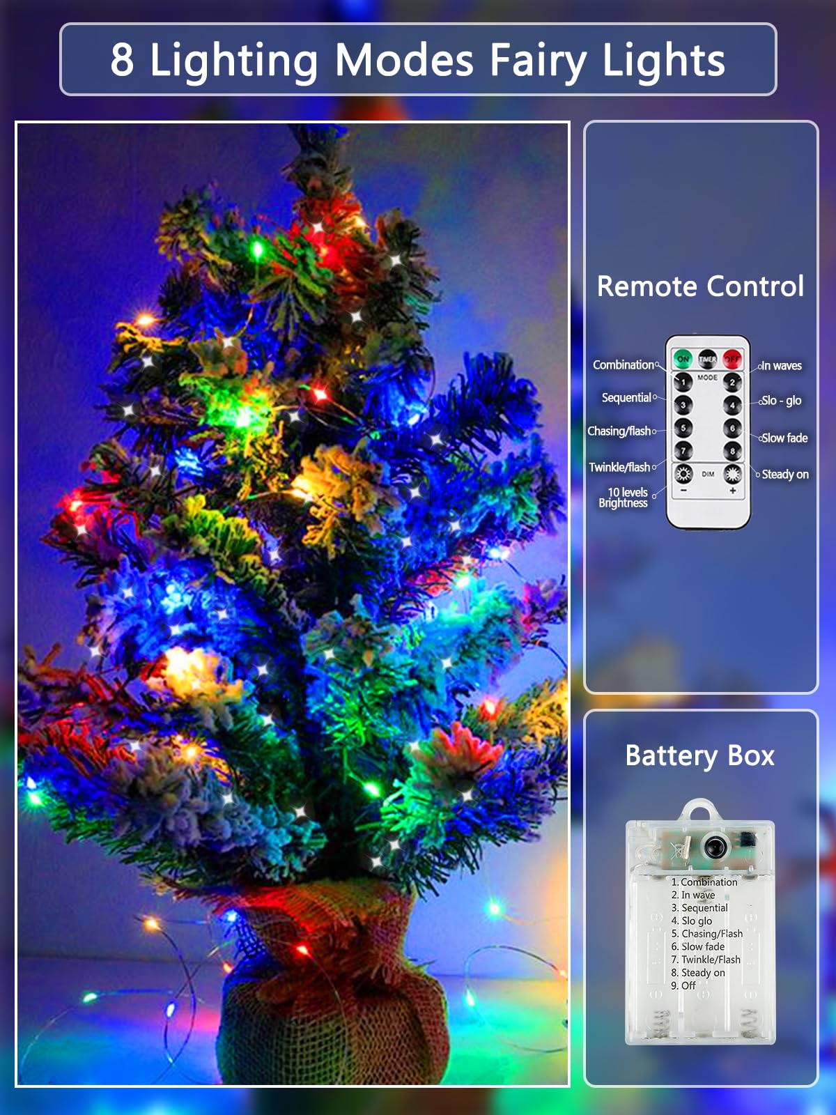YIQU 3 Pack Battery Operated Fairy Lights, 26 FT, 80 LED, Remote Control Timer, 8 Modes, Multicolor, Indoor/Outdoor