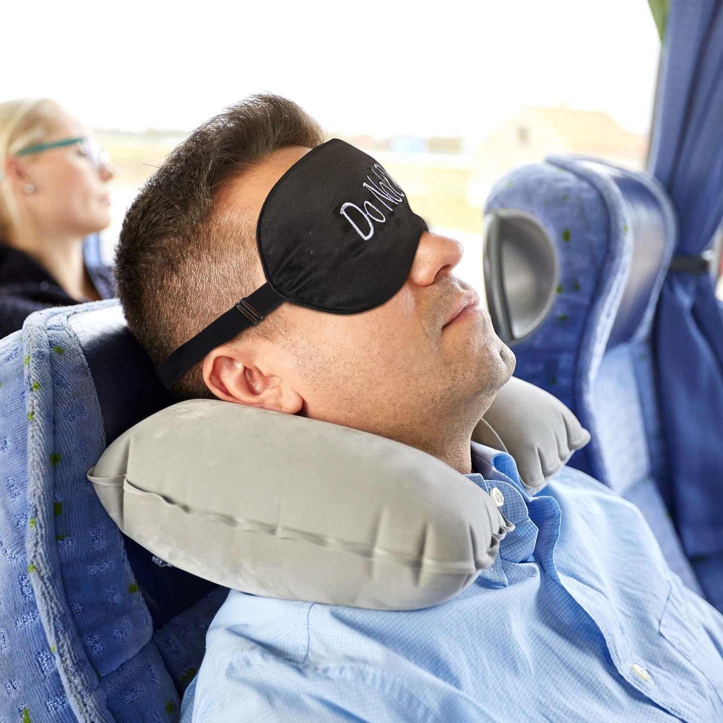Geyoga 4 Pieces Funny Eye Mask for Sleep Soft Satin Eye Mask Blackout Blindfold with Adjustable Strap Silk Cover Out Lights for Women Men Travel, Nap, Meditation (Black with Black Words)