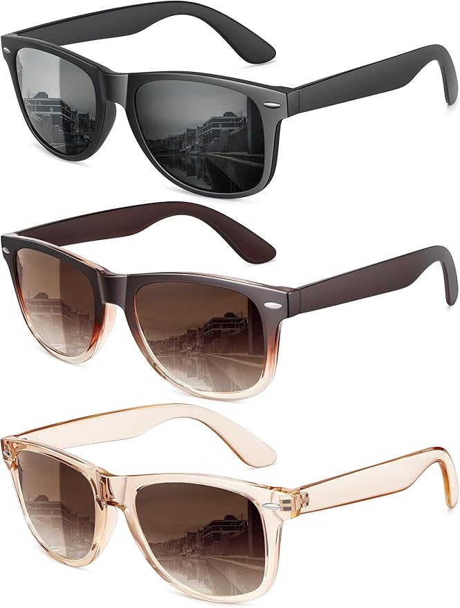 MEETSUN Polarized Sunglasses for Women Men Classic Retro Trendy Driving Sun Glasses UV400 Protection (3 Pack)