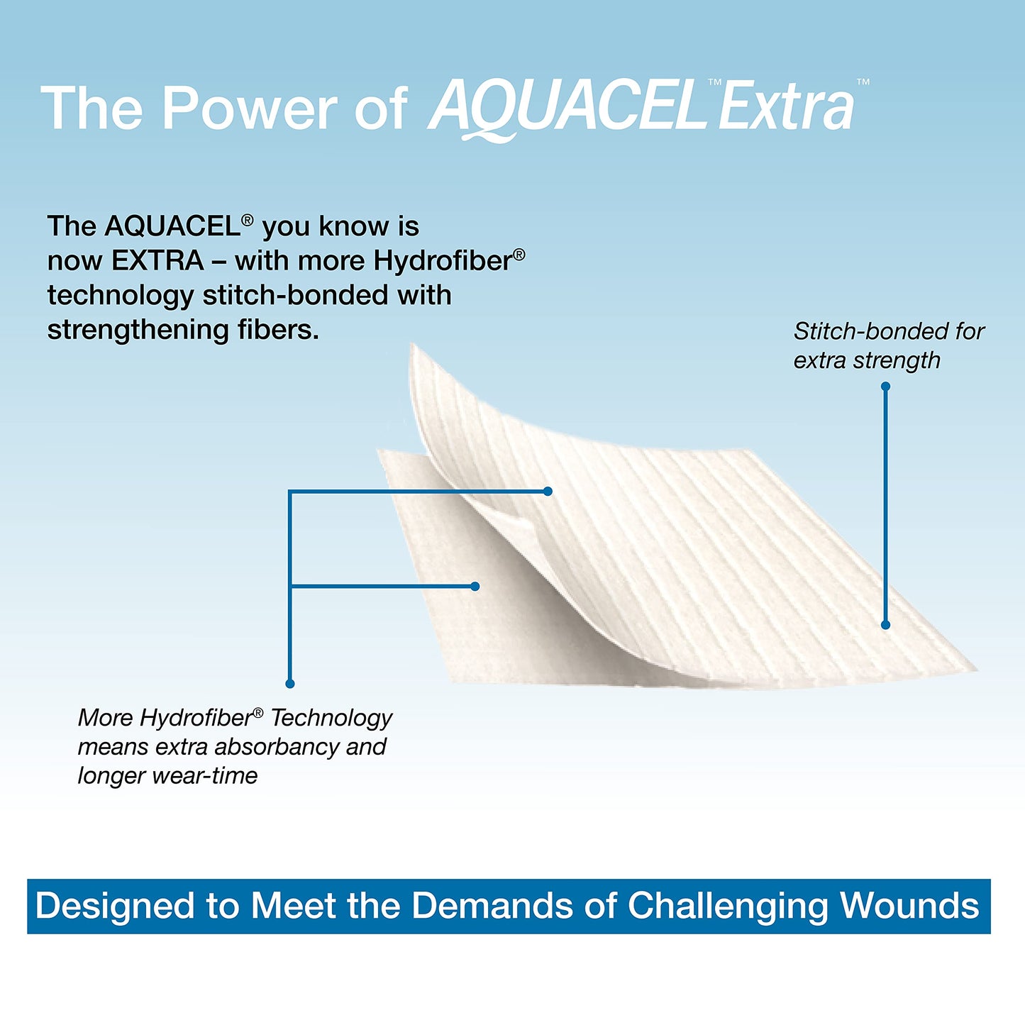 ConvaTec AQUACEL Extra 2"x2" Hydrofiber Absorbant Dressing for Moderate to Highly Exuding Wounds, Non-Woven Two-Dimensional Strengthening Fibers, Square, 10ct Box