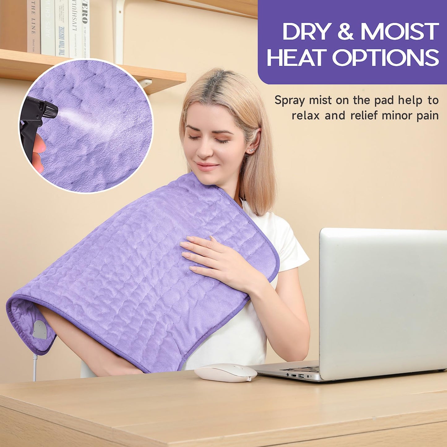 Heating Pad for Back Pain & Cramps Relief, Electric Heating Pad for Neck/Shoulders/Legs/Arms/Knee, Dry&Moist Heating Pads, 6 Heat Settings, Auto Off, Machine Washable, Gifts for Women(20''x24'')