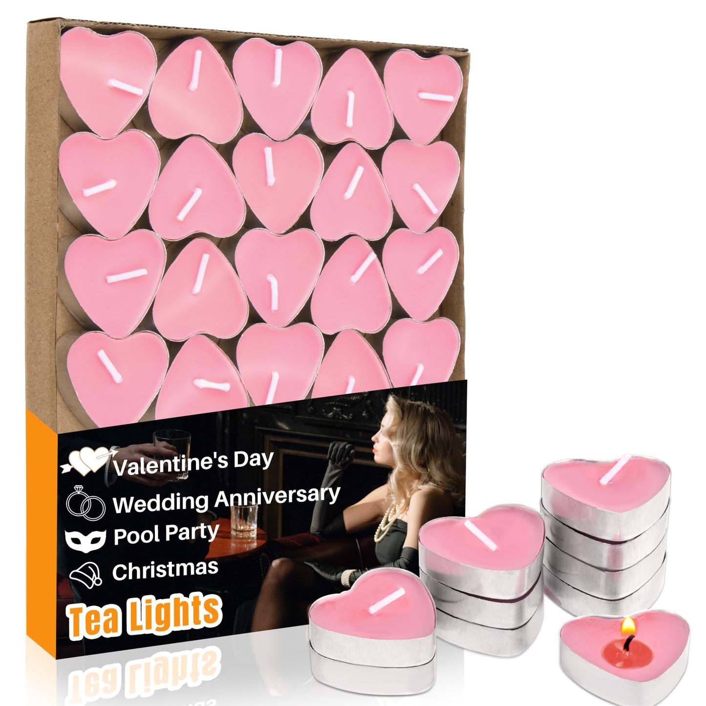 Maqihan Pink Tea Lights Candles- Pink Heart Shaped Tealight Candles - Soy Candle For Valentine  Dating  Weddings  Anniversaries  Candle Gift