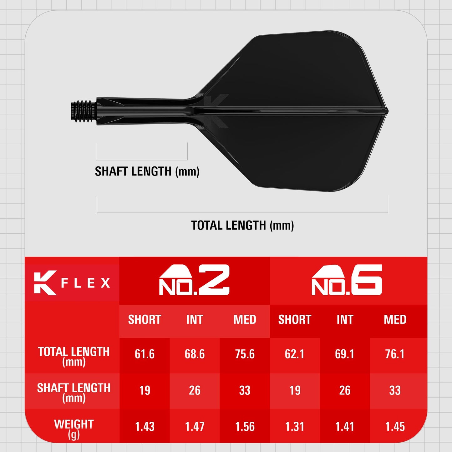 Target Darts K Flex Integrated Dart Flights and Shafts, No.6 Black, Short (19mm), Model taf1401, Pack of 3