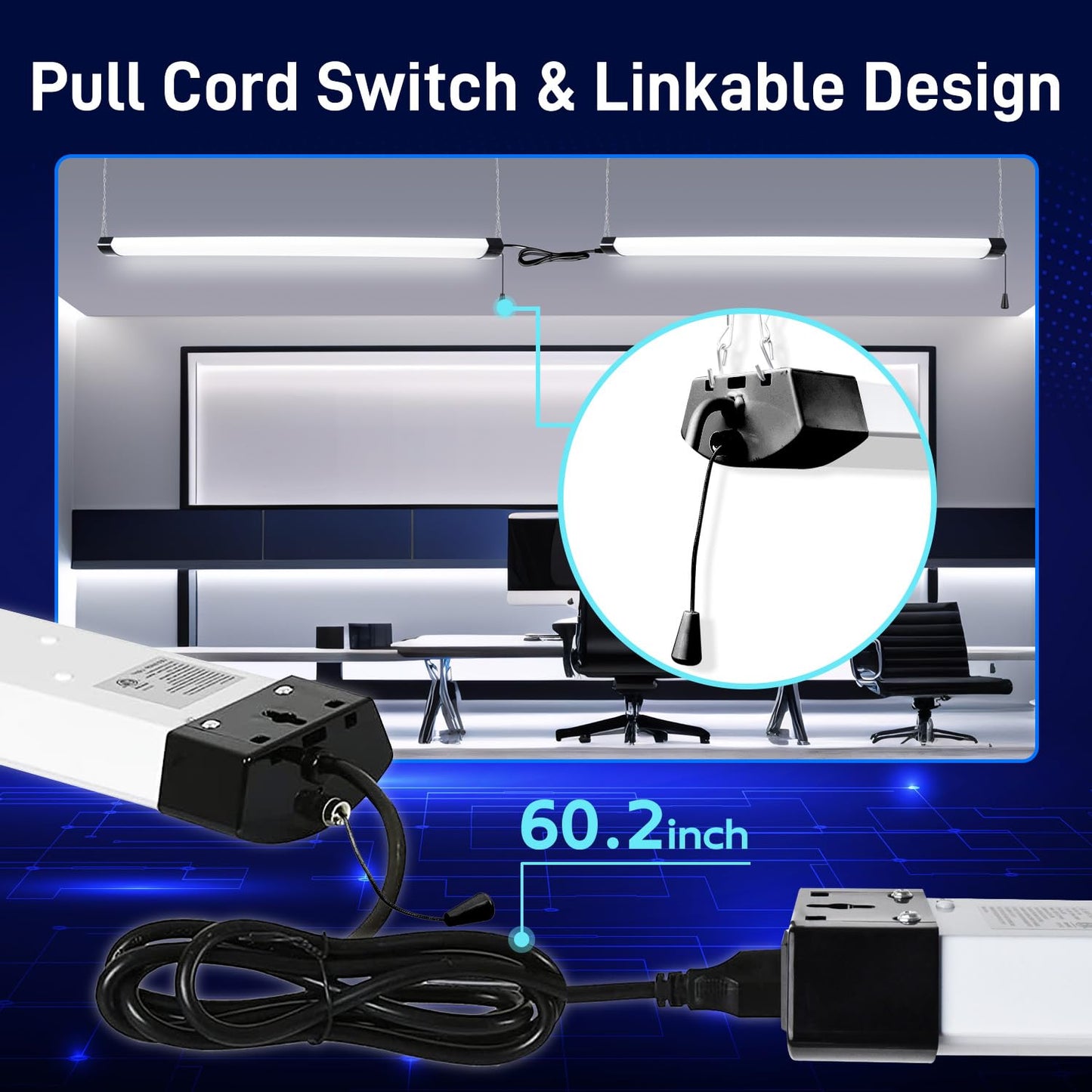 hykolity LED Shop Light 4FT 70W 8000lm 5000K Linkable Black Metal Model HBSP-YHZS-B5000