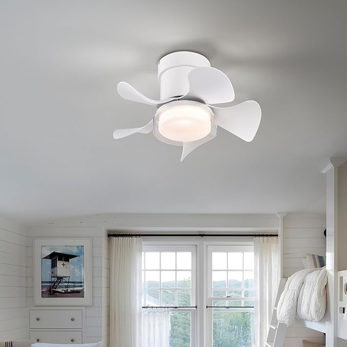 NicBex Ceiling Fan 21 Inch Stylish Design Ceiling Fan with 3 Color Lights Ceiling Fans with 5 Blades and Remote Control Ceiling Fan for Bedroom, Living Room, Matte White