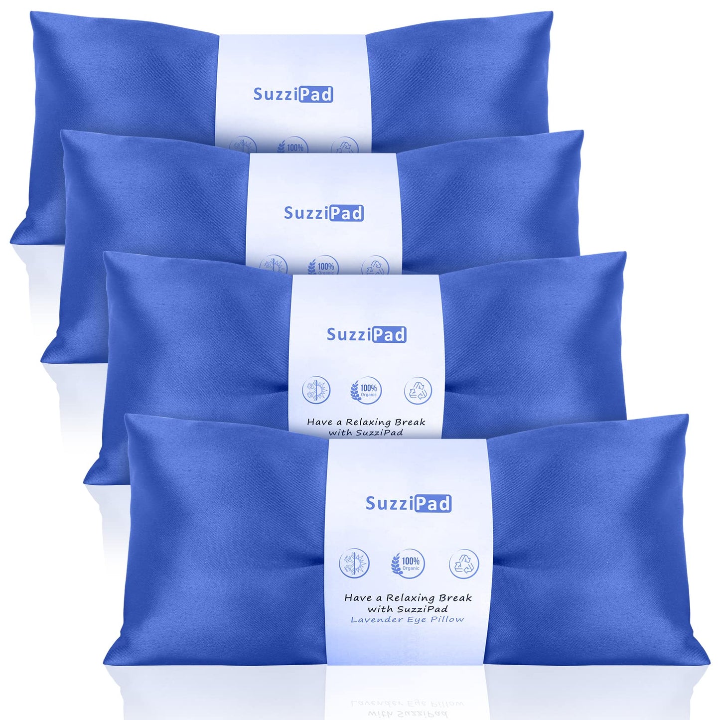 SuzziPad Lavender Eye Pillows for Relaxation with Aromatherapy, Weighted Eye Mask for Sleeping, Meditation, Hot & Cold Eye Compress for Dry Eyes, Relaxation Options for Women, Yoga Eye Pillow, 4 Pack