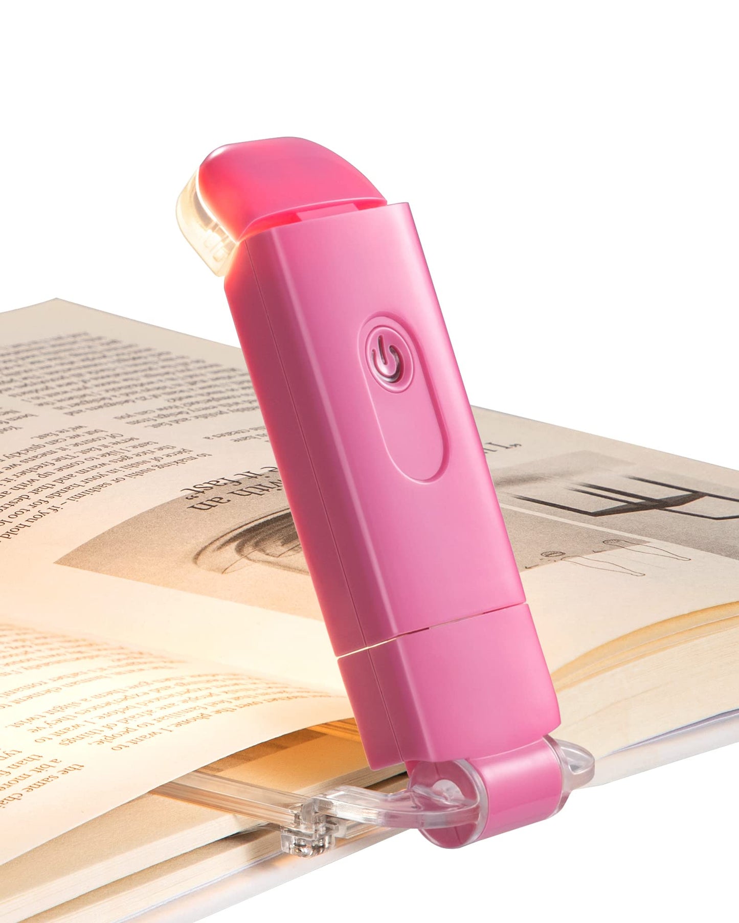DEWENWILS LED Book Light, USB Rechargeable, Warm White, Brightness Adjustable, Clip-On, Pink