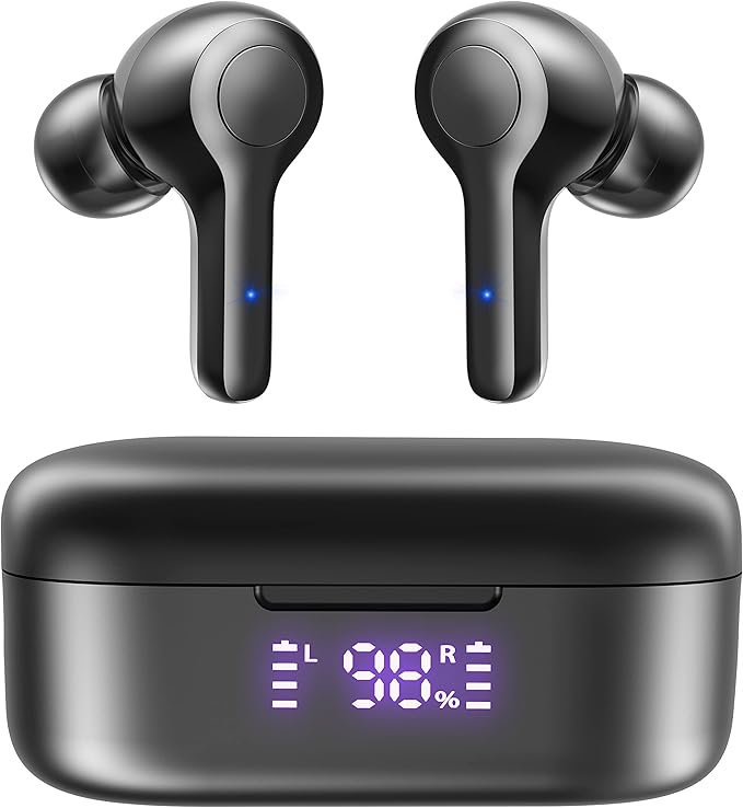 MOZOTER Bluetooth 5.3 Wireless Earbuds,Deep Bass Loud Sound Clear Call Noise Cancelling with 4 Microphones in-Ear Headphon...