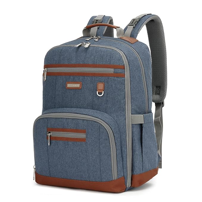 Diaper Bag Backpack, Large Baby Nappy Bags with Portable Changing Pad for Boys and GirlsMultifunction Travel Baby Bag for Moms Dads, Shower Gifts Waterproof and Stylish，Deep Blue
