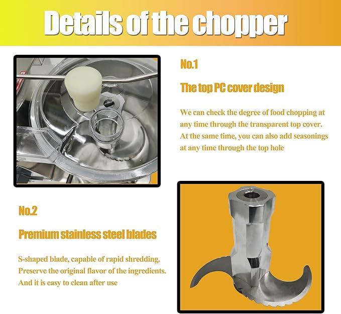 Food Processor Electric Vegetable Chopper Meat Grinder 12L Stainless Steel Vegetable Blender Meat Cutter Adjustable Speed Commercial Food Chopper 110V