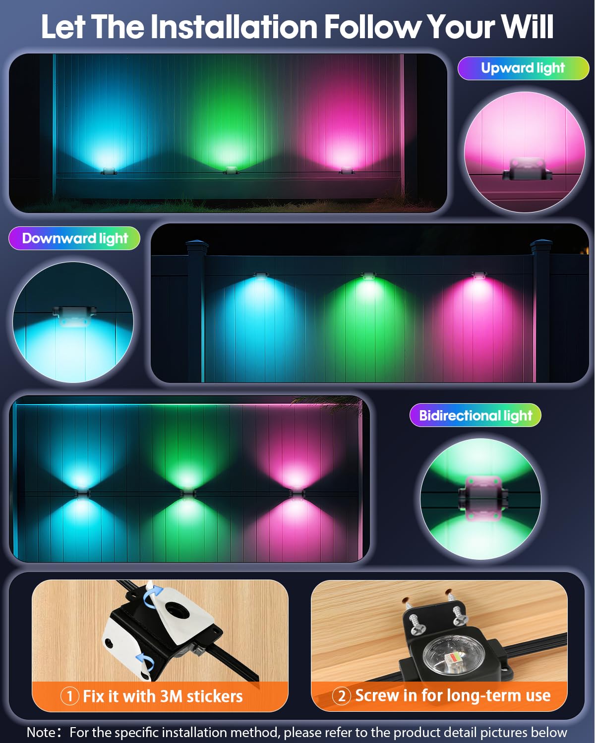 Super RGB Outdoor Lights 100Ft 60LED, Smart RGB-IC with Remote & App Control, Multicolor & White, PVC, Black