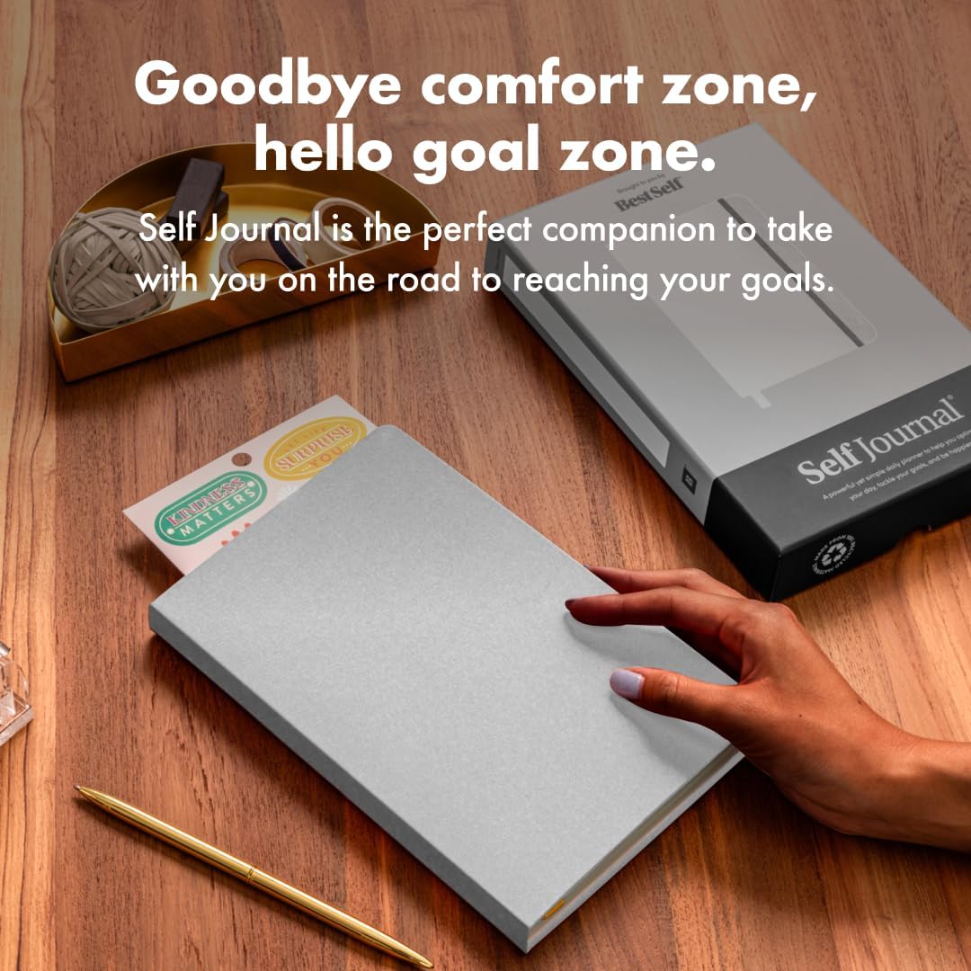 BestSelf 13-Week Self Journal & Goal Planner – Undated Daily ADHD-Friendly Journal for Men & Women | Productivity, Gratitude, Reflection & Habit Tracker | 2025 Life Organizer with Prompts, Grey Mist