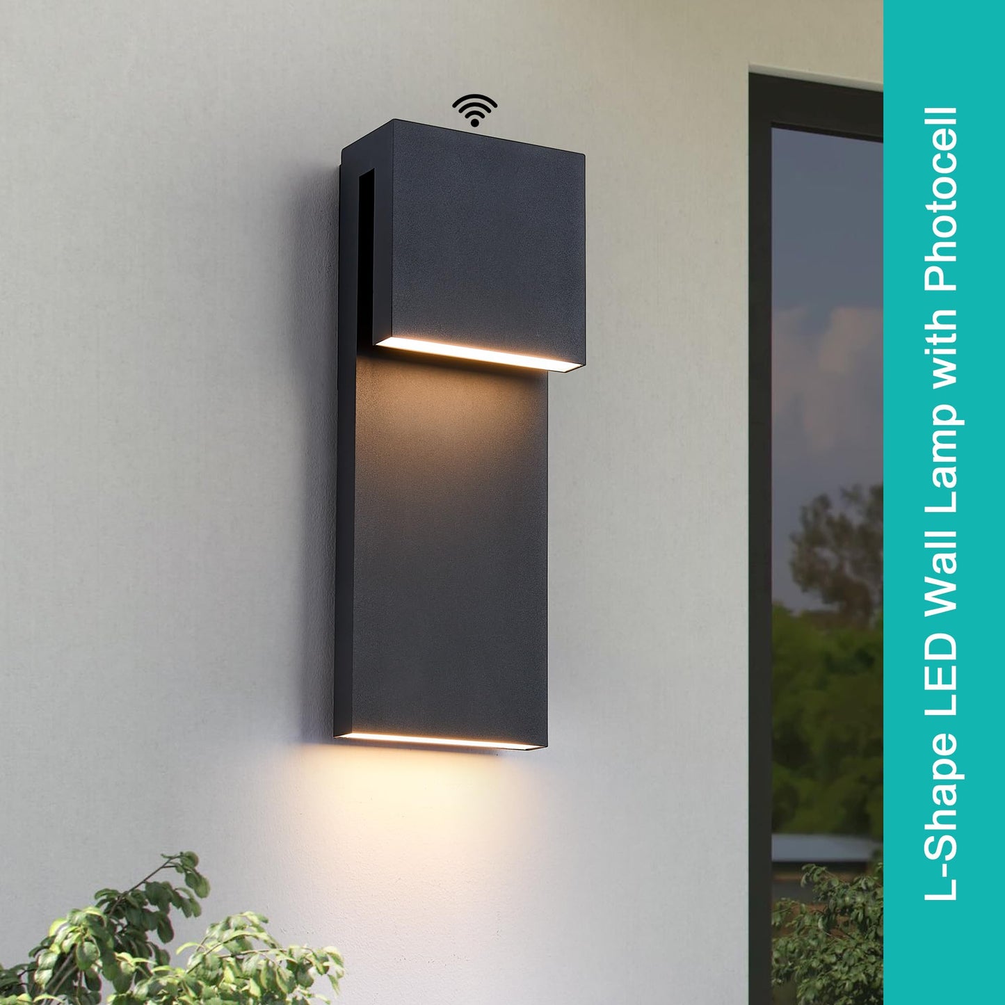 Tarentlight Dusk To Dawn Outdoor Lighting Fixture Wall Mount Modern Integrated Led 2-Light 17W  Exterior Sensor Front Porch Light Textured Black Anti Rust Outside Wall Lights For House Doorway Garage