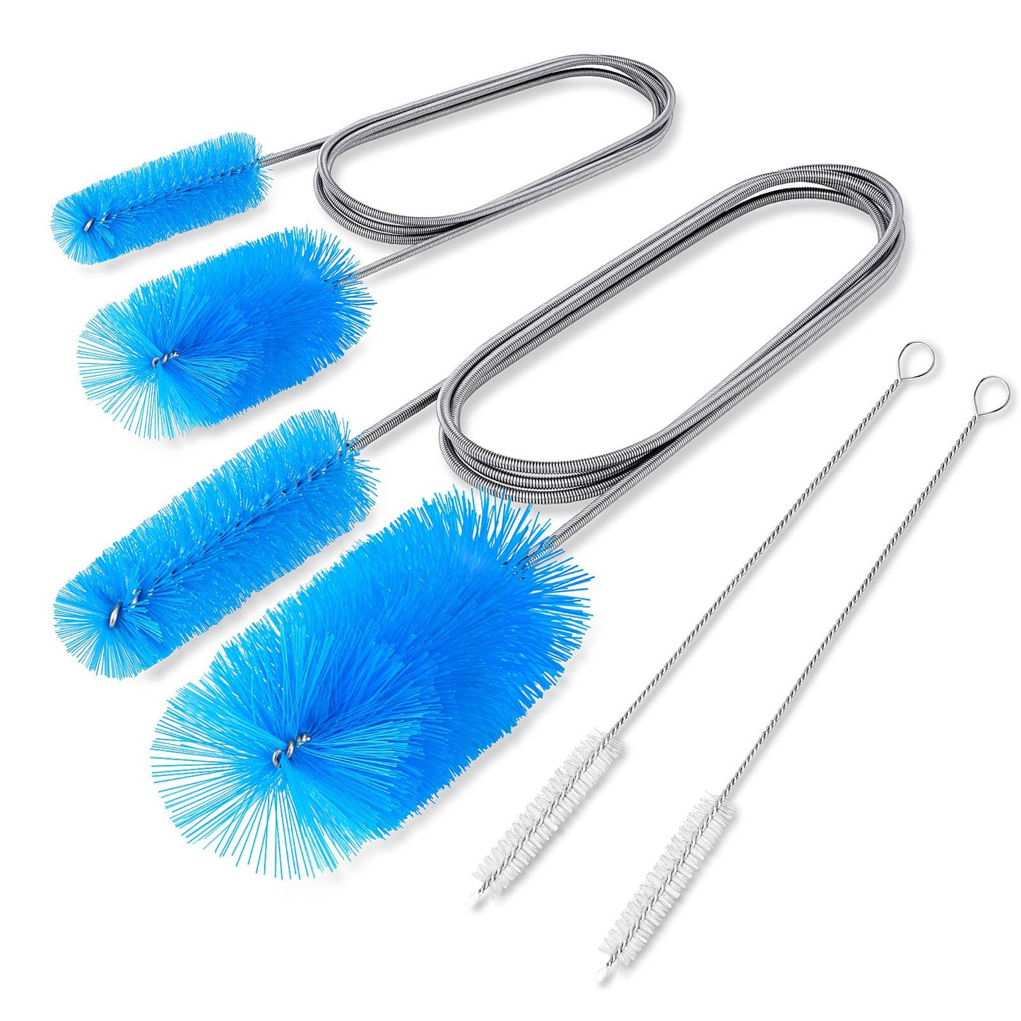 SARDVISA Flexible Long Drain Brush Tool with Large Double Elastic Nylon Ends, Stainless Steel Tube Cleaner Brush for Kitchen, Sink, Drain Pipe, and Long Pipe Cleaning, 2 Straw Cleaning Brushes