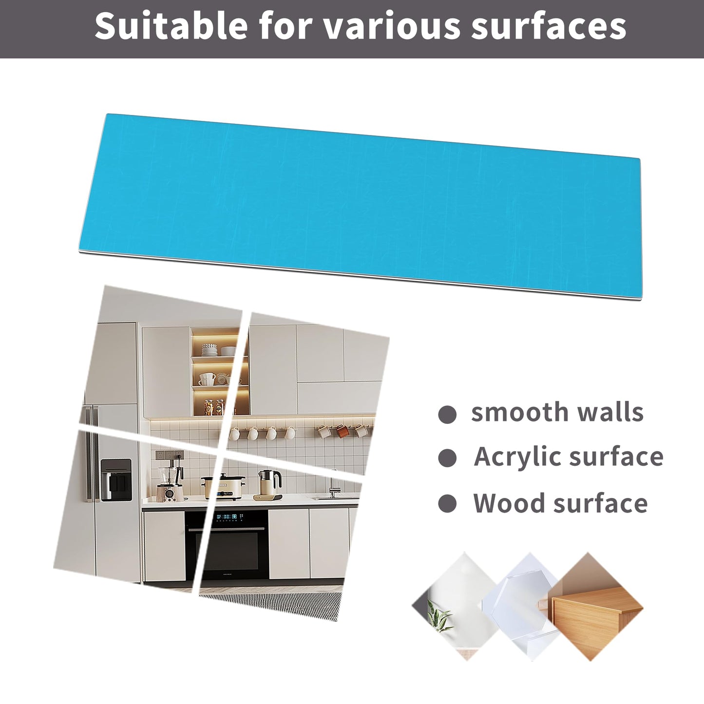Under Cabinet Lights Magnetic Stickys - Replacement Magnetic Strips With Adhesive Backing For Under Cabinet Lighting Universal Blue Iron Sheet For Cabinet Lighting(Non-Magnetic (Rectangle  8)
