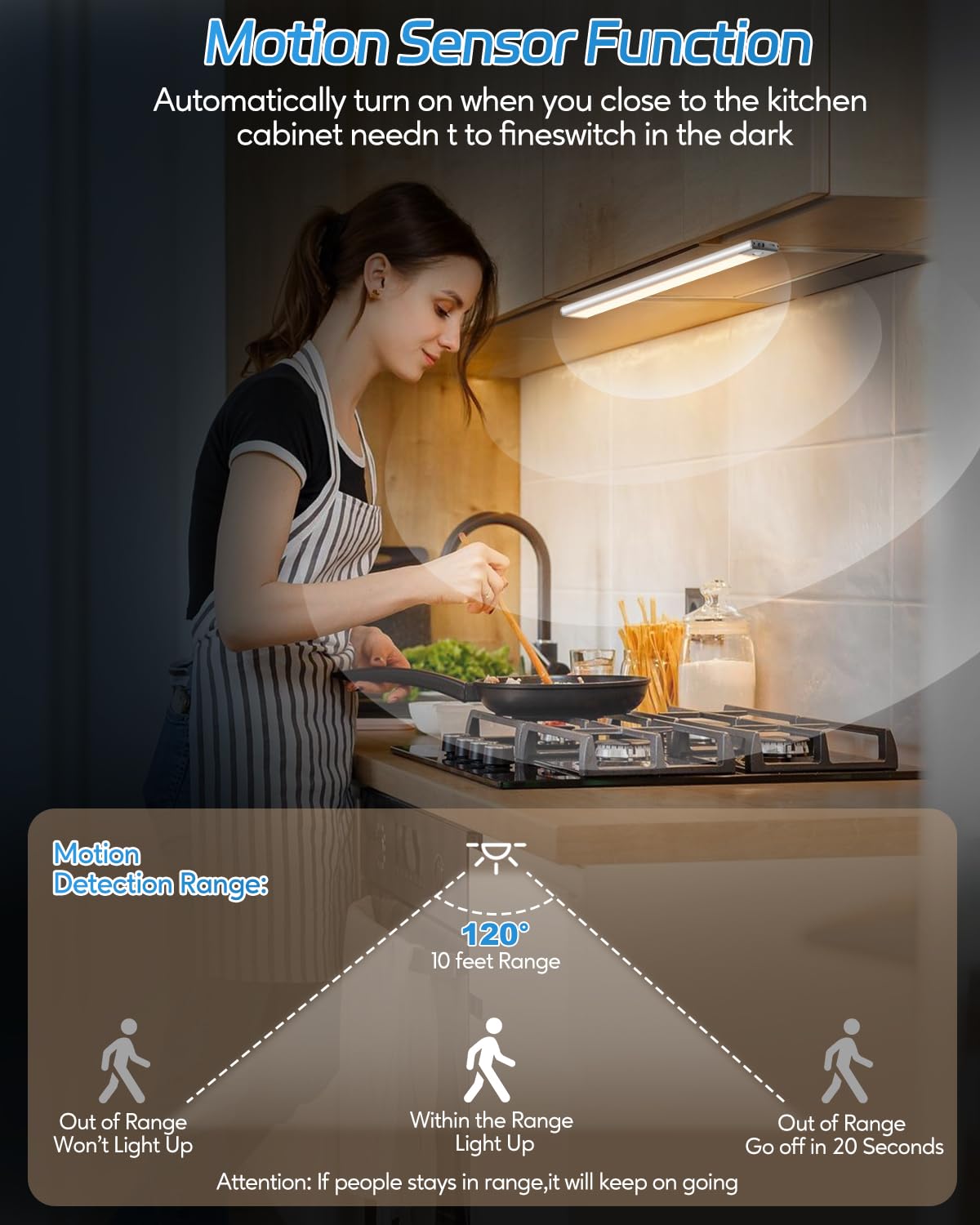 HIBOITEC Under Cabinet Lights, 35LED, Wireless Rechargeable, 3 Color Temperatures, 8inch Size, 2 Pack