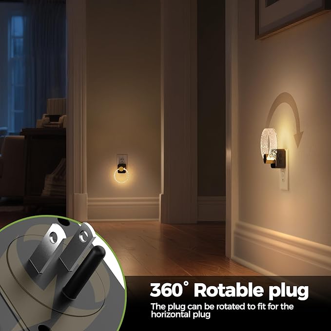 DORESshop LED Night Light, Decorative Night Light Plug Into Wall with Dusk-to-Dawn Sensor, Dimmable Nightlights, Adjustable Brightness for Hallway, Bedroom,Kids Room,Stairway, Soft White