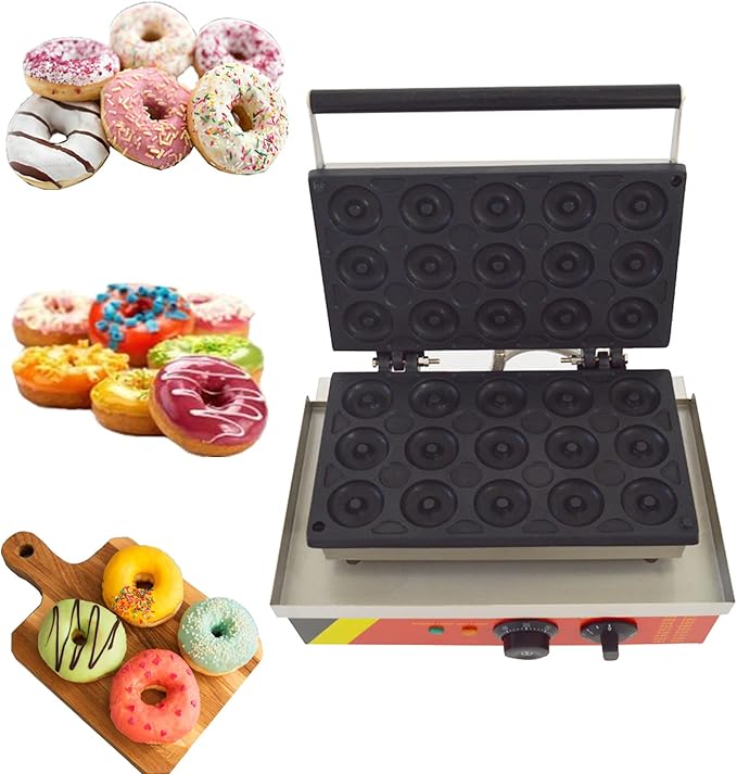 15pcs Mini Donut Maker Electric Mini Donut Maker Double-side Heated 0-300 Non-stick Coating Donut Maker for Kitchen Dessert Shop