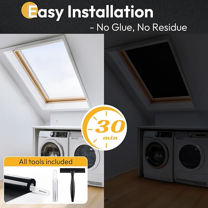 rabbitgoo Blackout Window Film 100% Light Blocking, Static Cling No Glue Easy Install, Removable Room Darkening Window Cover for Daytime Sleep, Bedroom, Nursery, Home Theater, 35.4 by 157.4 inch