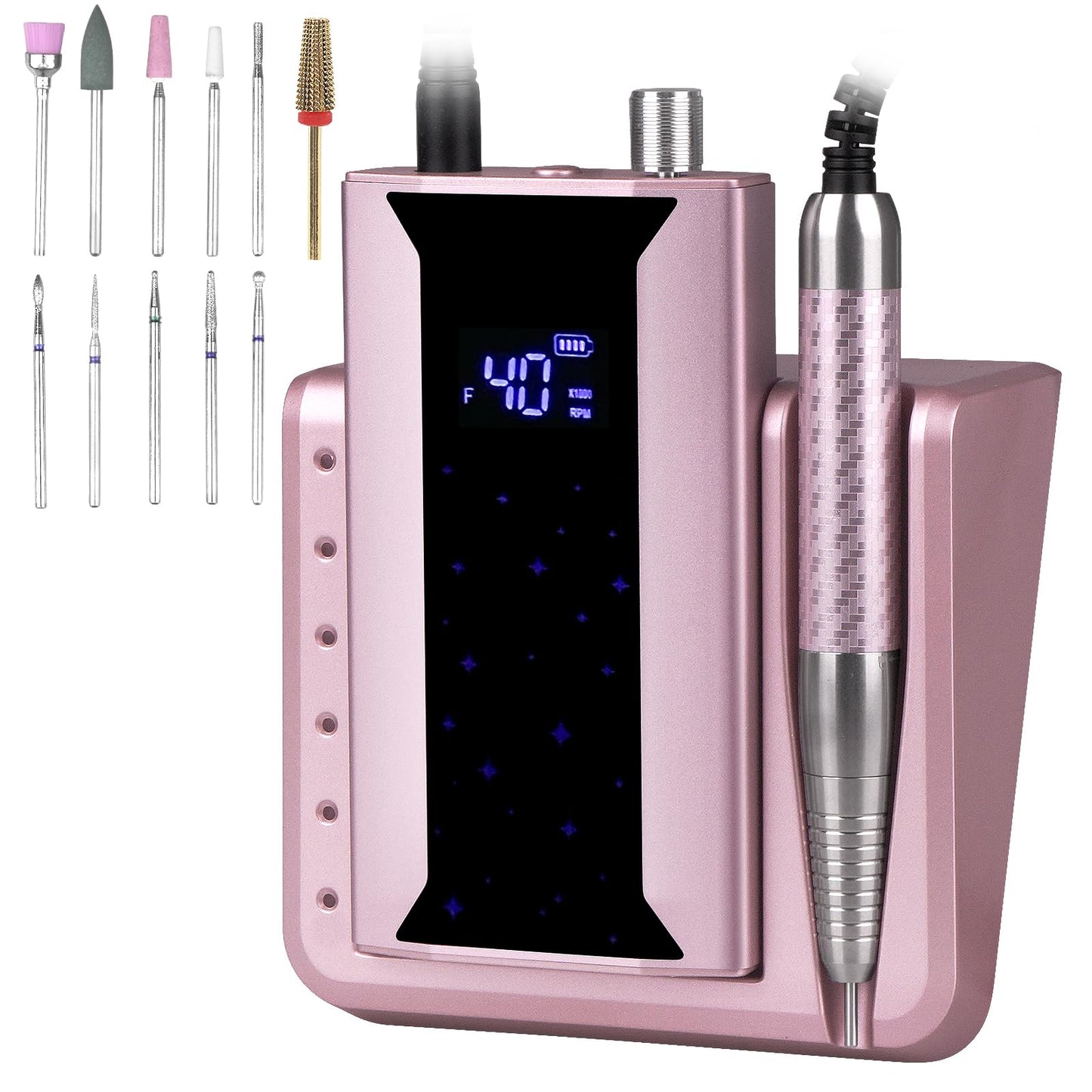 Professional Brushless Nail Drill, AZ GOGO 85W Cordless Electric Nail File 40000RPM Rechargeable Portable Nail Drill Machine for
