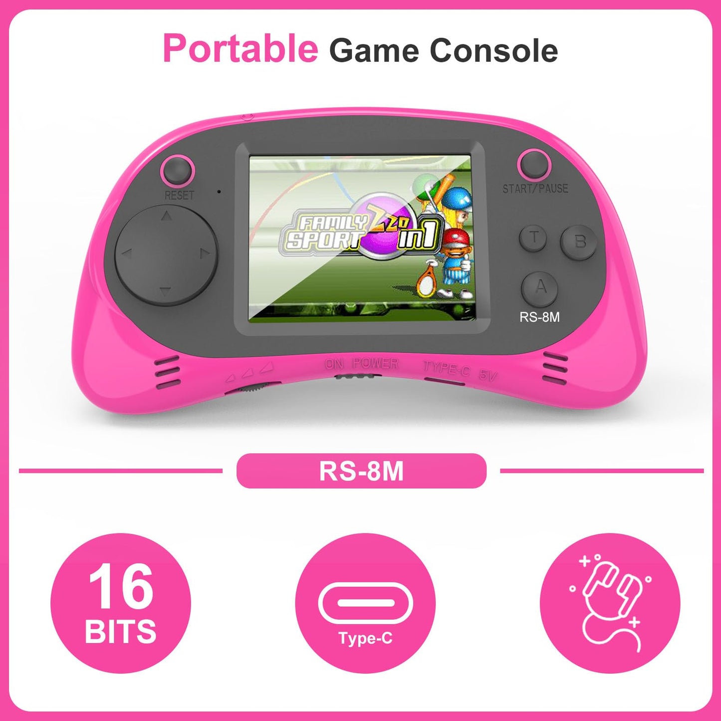 Kids Handheld Games 16 Bit Retro Video Game with 220 HD Electronic Games - 2.5'' LCD Portable Travel Games Gifts for Boys Girls Ages 4-12