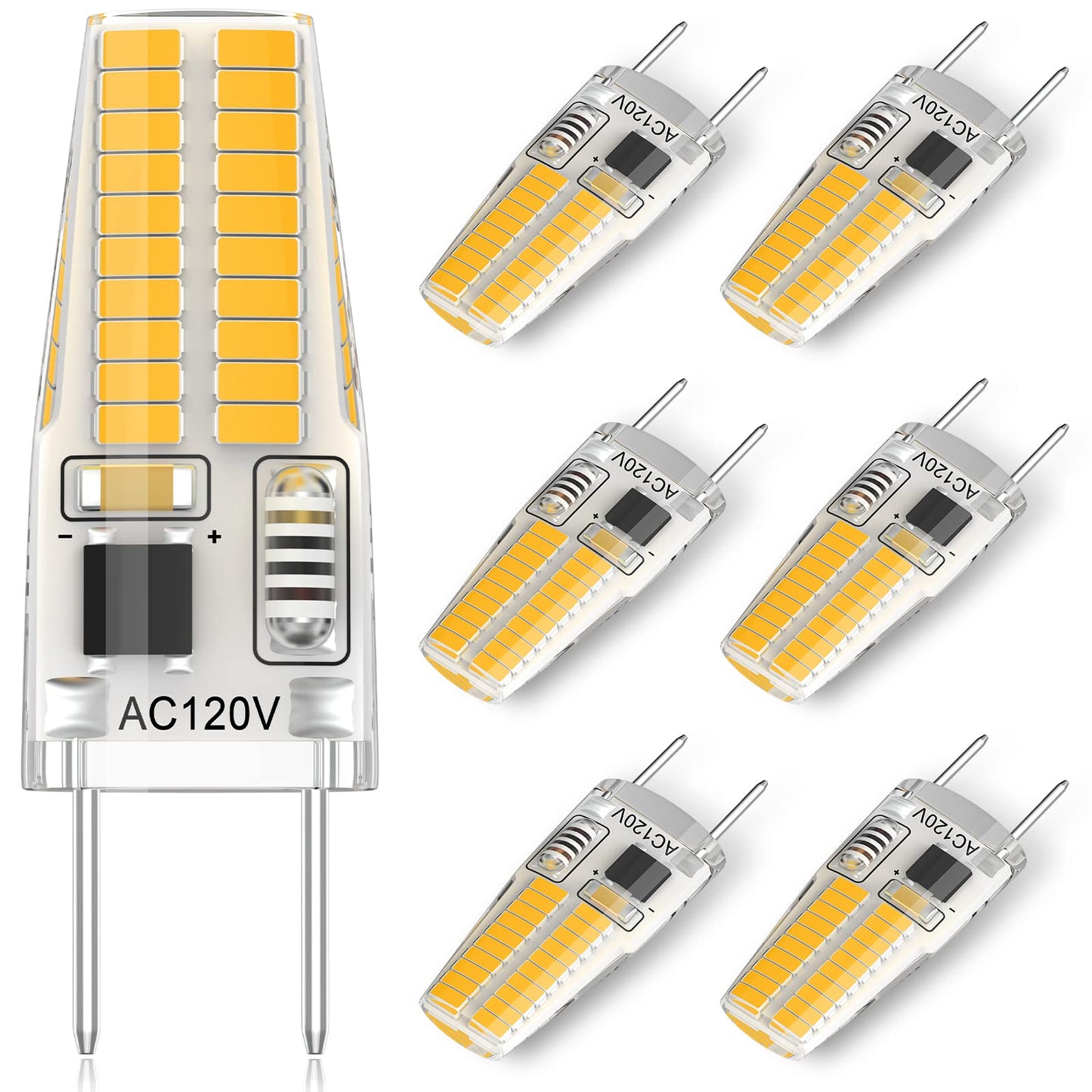 Gaormii G8 LED Bulb Dimmable 3W, 20W-25W Halogen Equivalent, Warm White 3000K, 6 Count, T4 JCD Type