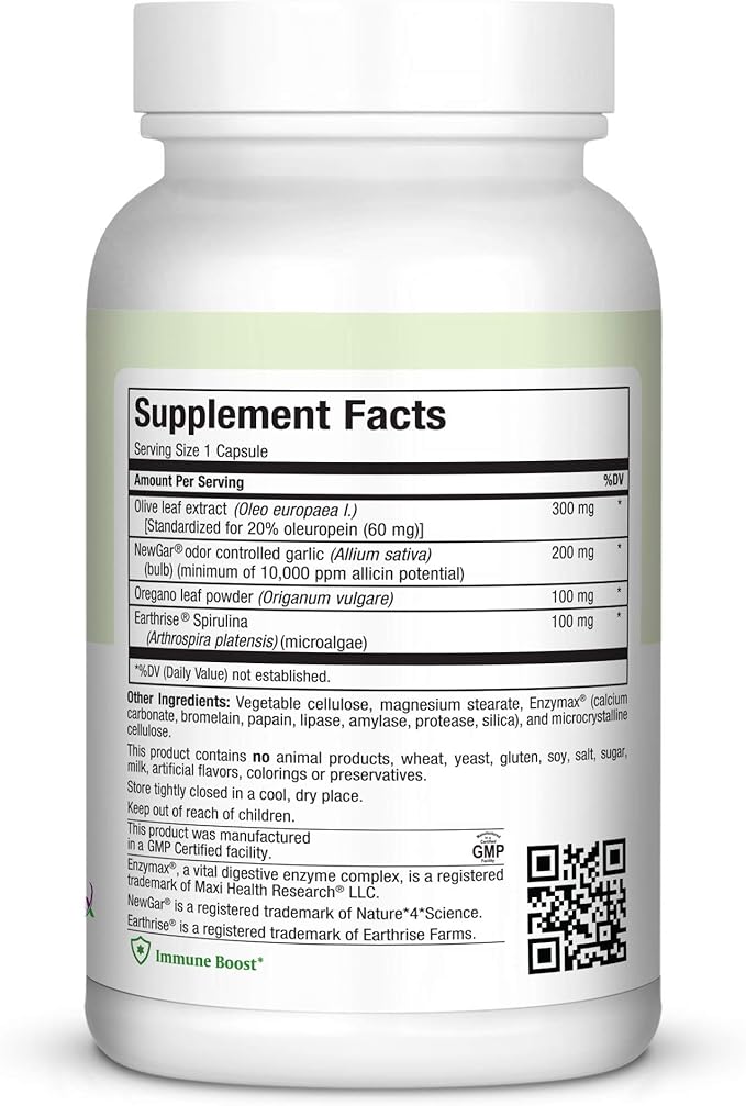 Maxi Health Olive Supreme - Olive Leaf Extract Supplement- Immune Booster - 60 Capsules - Kosher