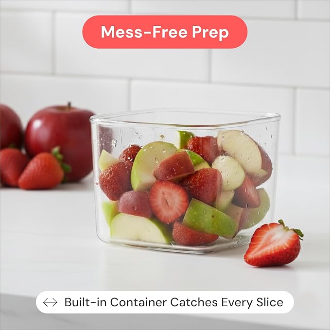 Fullstar Apple Slicer and Corer - 6.2 Inch Fruit Cutter 8 Slices, Includes 2 Attachments, Strawberry Slicer, Easy to Use, Heavy Duty Stainless Steel, Time Saving Meal Prep Tool