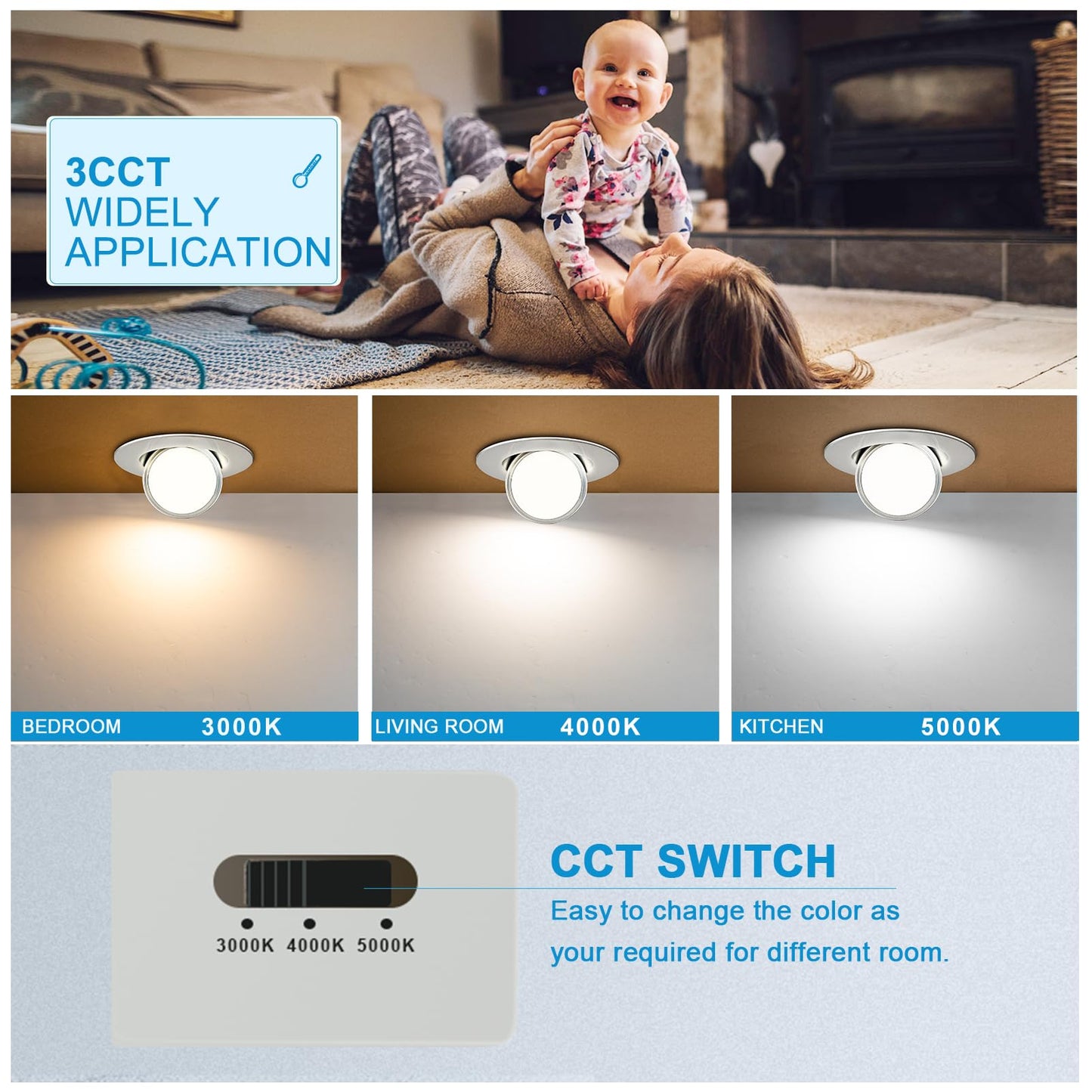 Lightdot 12 Pack 6 Inch Led Gimbal Recessed Lighting  360+90 Adjustable  3Cct Selectable & Dimmable (5%-100%)  1300Lm Ultra Bright Canless Downlight  Etl/Fcc Certified For Living Room/Kitchen-Silver
