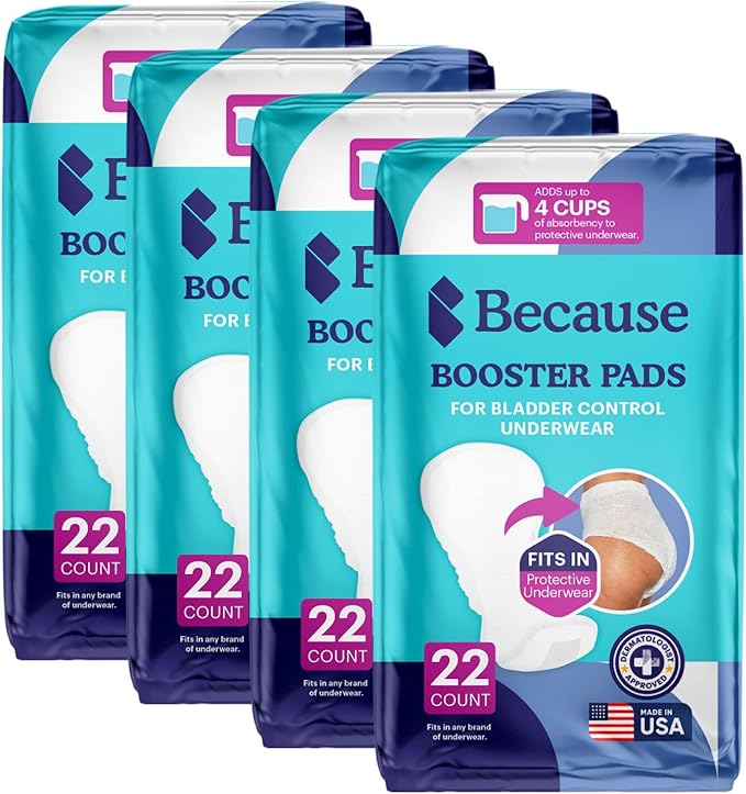 Because Overnight Booster Pads Fit All Adult Diapers, Helps Keep Your Adult Diaper Active All Night, Adds 4 Cups to Incontinence Underwear, Extra Absorbency, 88 Count