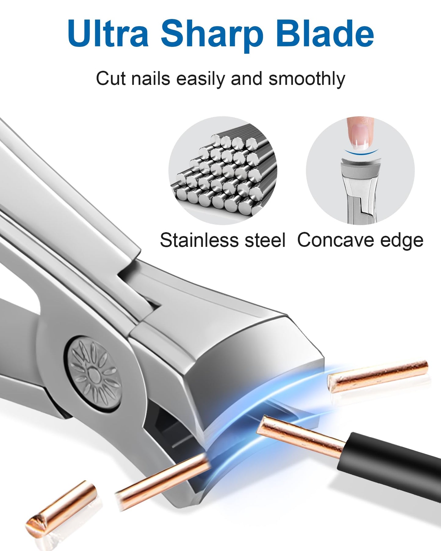 IDEEEPAN Nail Clippers for Thick Nails, Ultra Sharp, No Splash with Catcher, Wide Mouth Fingernail and Toenail Clippers for Seni