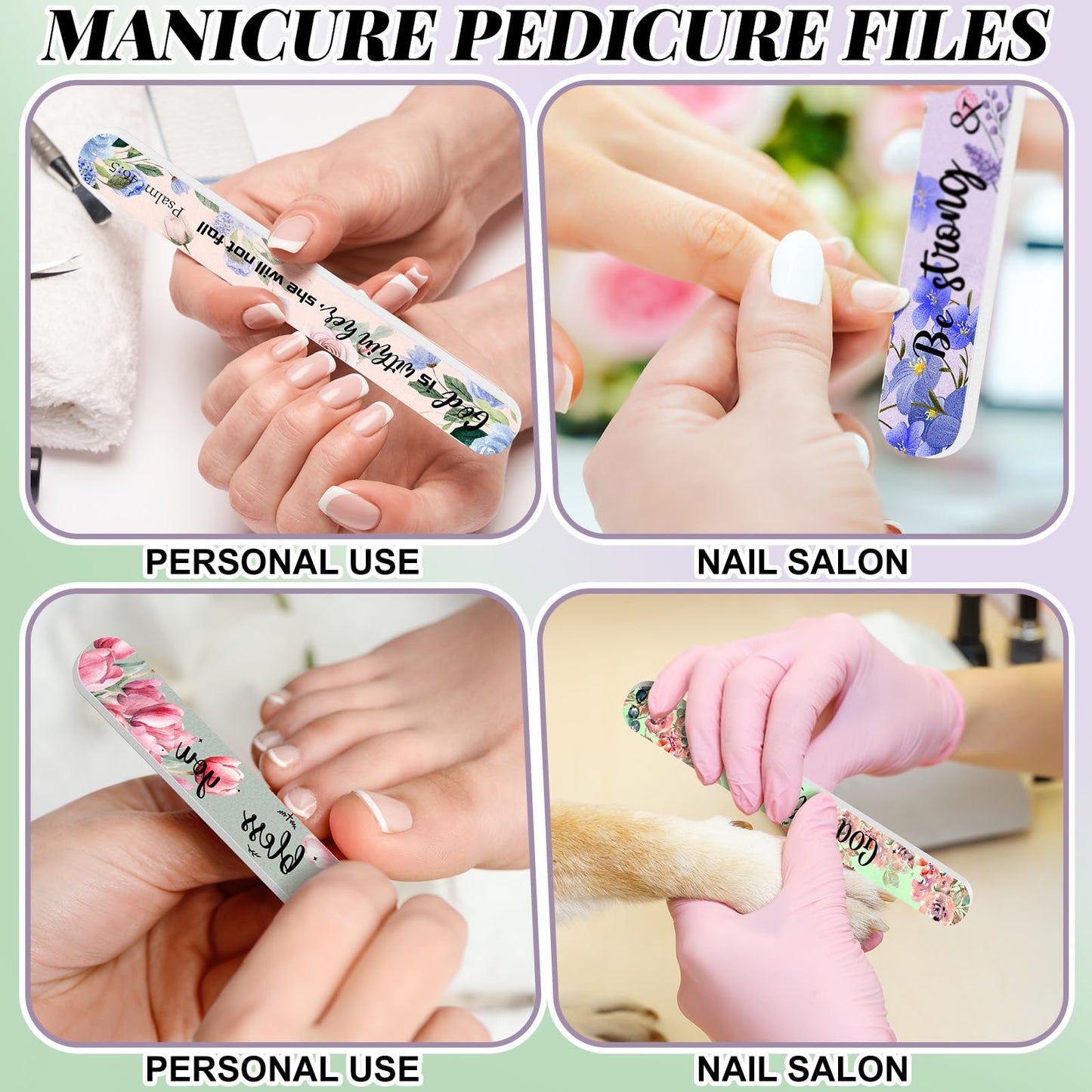 Lanties 50 Pack Christian Gifts for Women Bulk Bible Verse Scripture Nail Files Floral Emery Boards Christian Religious Party Em
