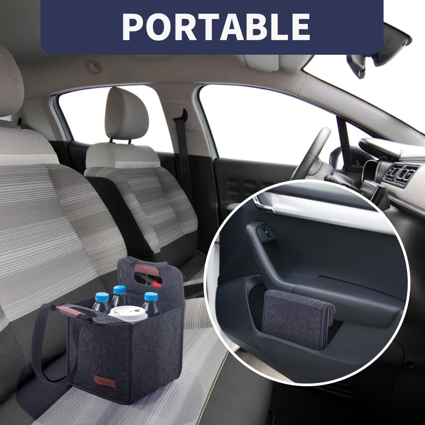 Foyego 4 Cup Drink Carrier with Handle, Reusable Insulated Drink Caddy Drink Holder for Car, Folding Portable Coffee Cup Holder Bag for Travel and Delivery