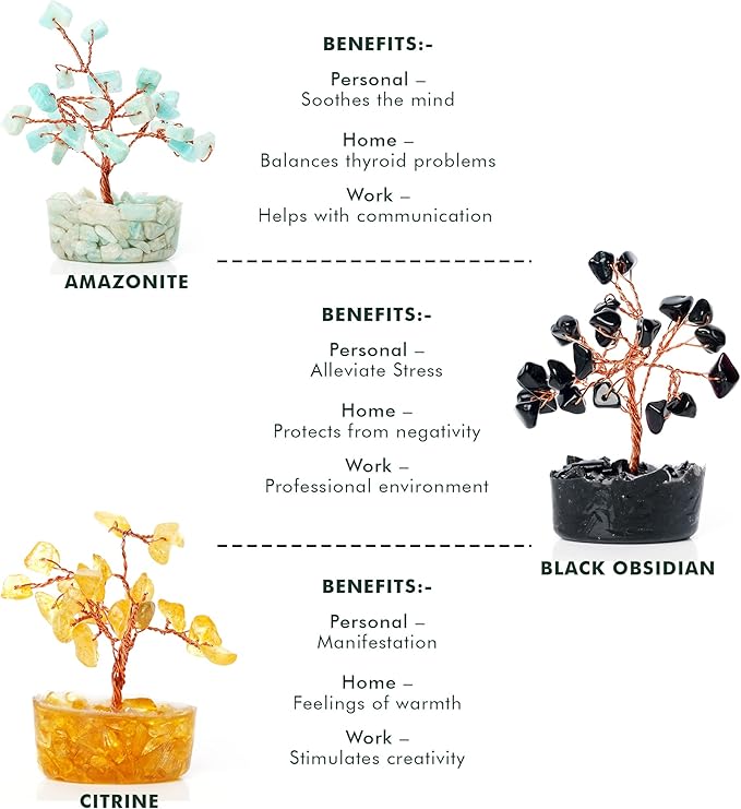 KARMAPLEDGE Healing Crystal Tree of Life Gifts for Women, Set of 12 Handmade 7 Chakra Healing Crystal Tree for Home Decor, Office Decor, Positive Energy, Money, Good Luck Gifts Mom