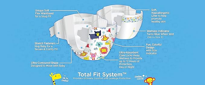 Comfees Premium Baby Diapers with Total Fit System for Boys & Girls, Size 1, 200Count, White (CMF-1)