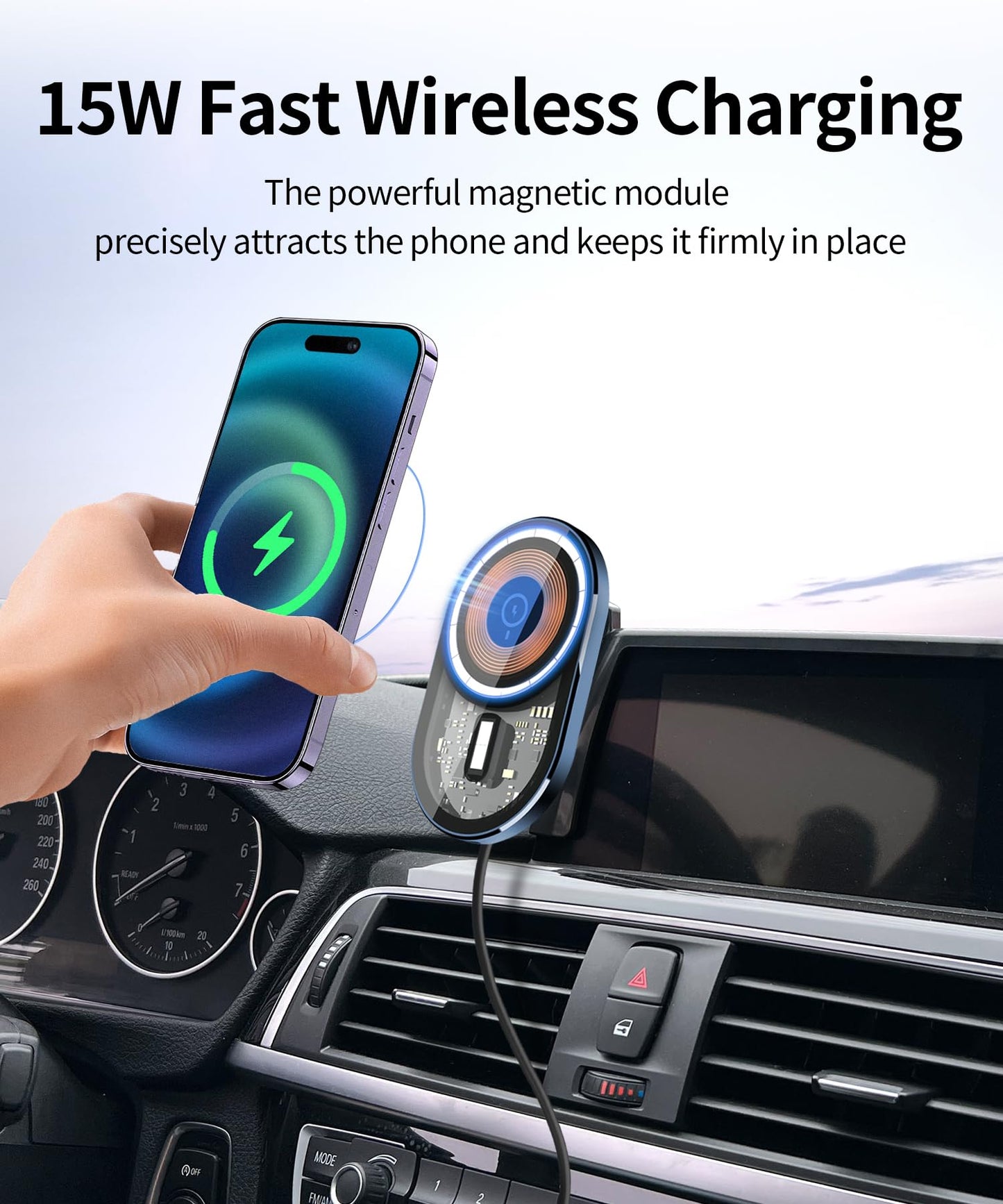 Masergogo Wireless Charging Car Phone Holder For 2012-2018 Bmw 3 Series /2014-2018 Bmw 2 Series/4 Series Accessories 6.5-Inch Sc