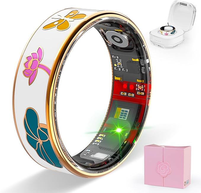 Potewek Smart Ring Health Tracker, Men & Women, Featuring a Heart Rate Monitor, Sleep Tracker, 8 Exercise Modes, Step Coun...