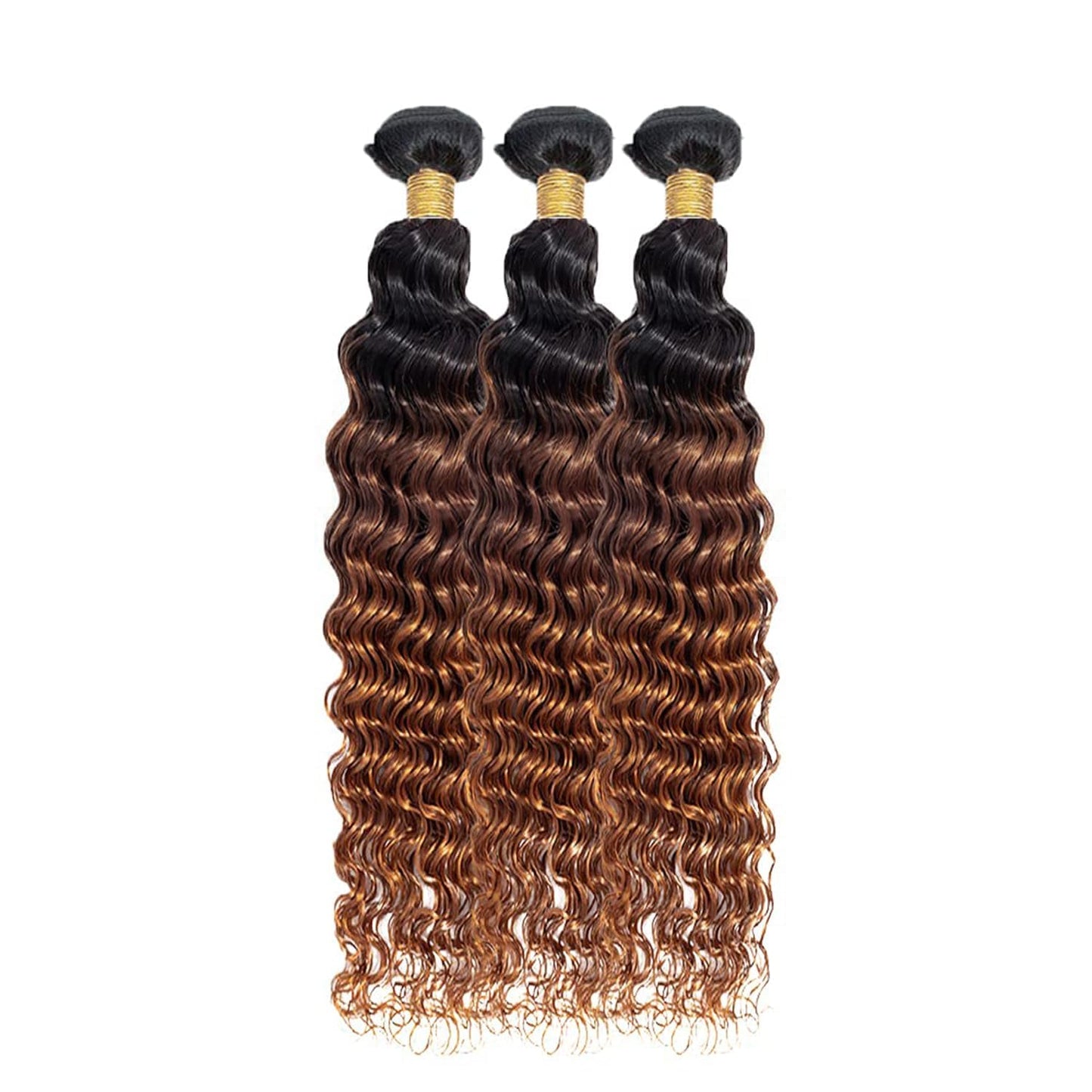 Lagalaga Bundles Human Hair 20 22 24 Inch Omber Deep Wave Human Hair Bundles Natural Chocolate Brown T1B/4/30Unprocessed Brazili