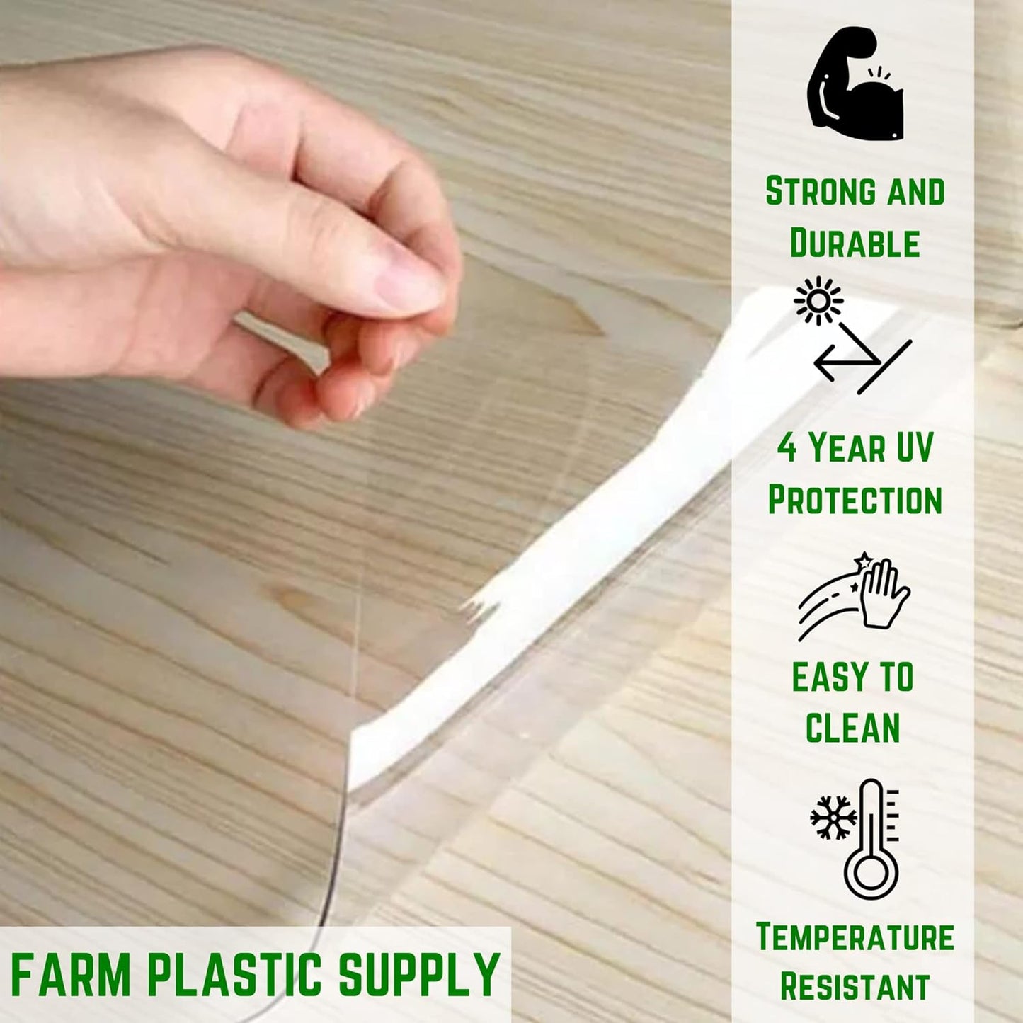 Farm Plastic Supply - Clear Vinyl Sheeting - 15 Mil - (4'6" x 200') - Vinyl Plastic Sheeting, Clear Vinyl Sheet for Storm Windows, Covering, Protection, Tablecloth Protector