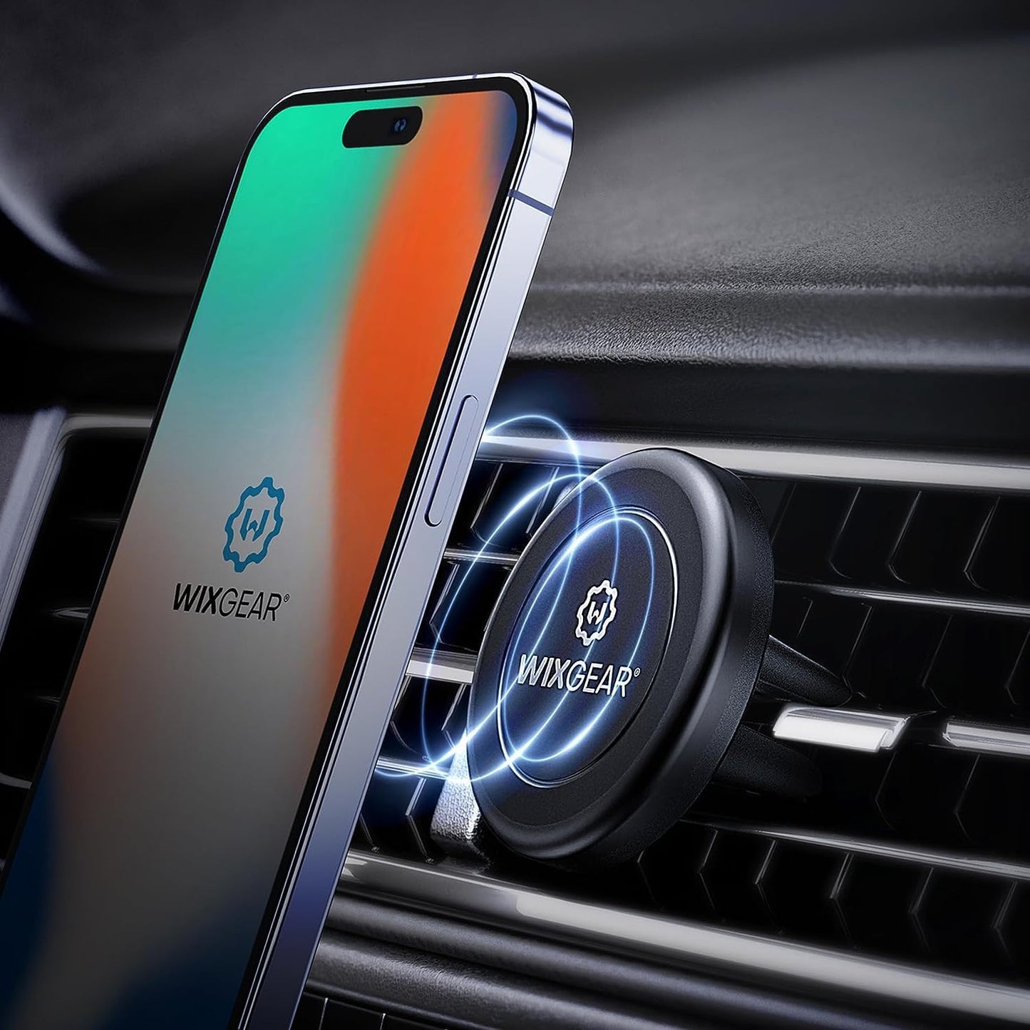 Wixgear Universal Air Vent Magnetic Phone Car Mount Holder With Fast Swift-Snap Technology For Smartphones And Mini Tablets, Bla