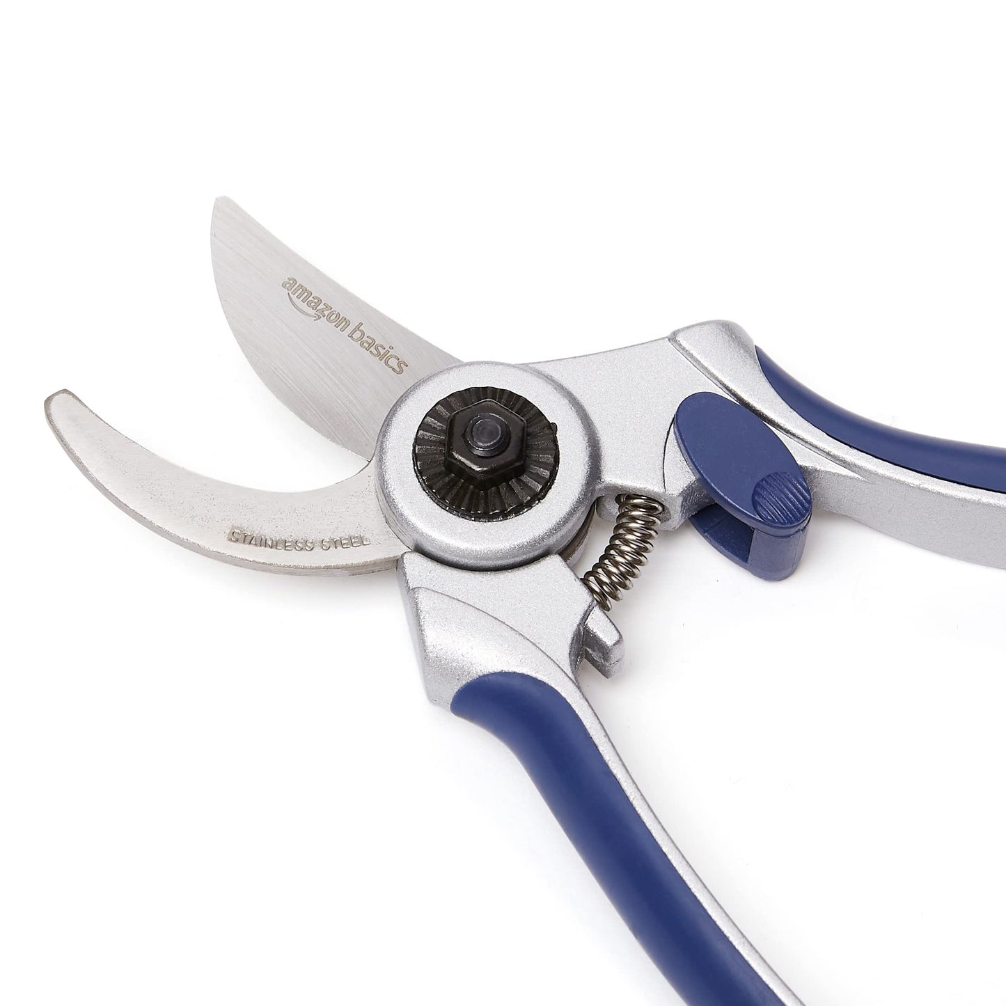 Amazon Basics Professional Hand Pruners, Pruning Shears for gardening, 7-inch Steel Bypass Garden Scissors, Blue