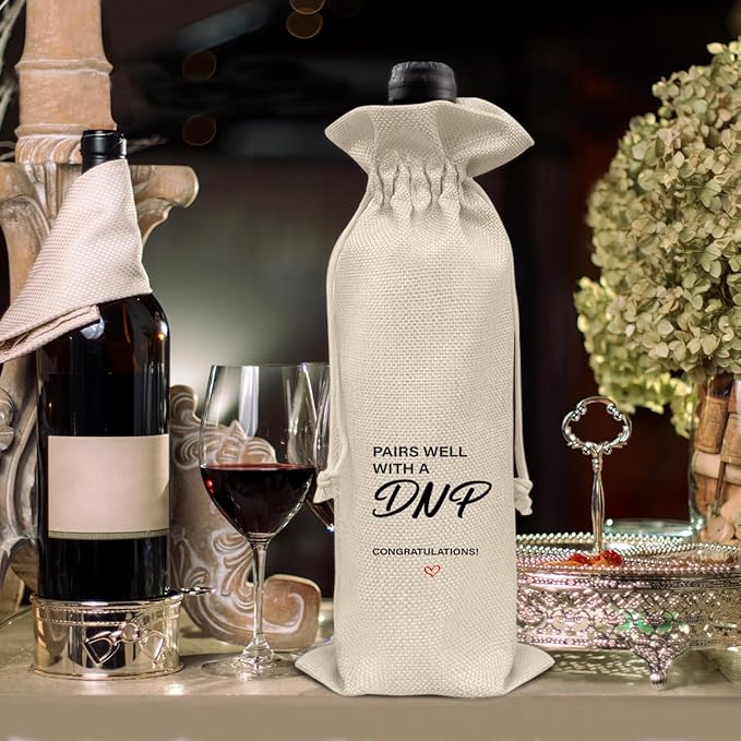 HOIJAUMAI DNP Graduation Gifts DNP Graduation Wine Bag Pairs Well with a DNP Wine Gift Bags for Women Men