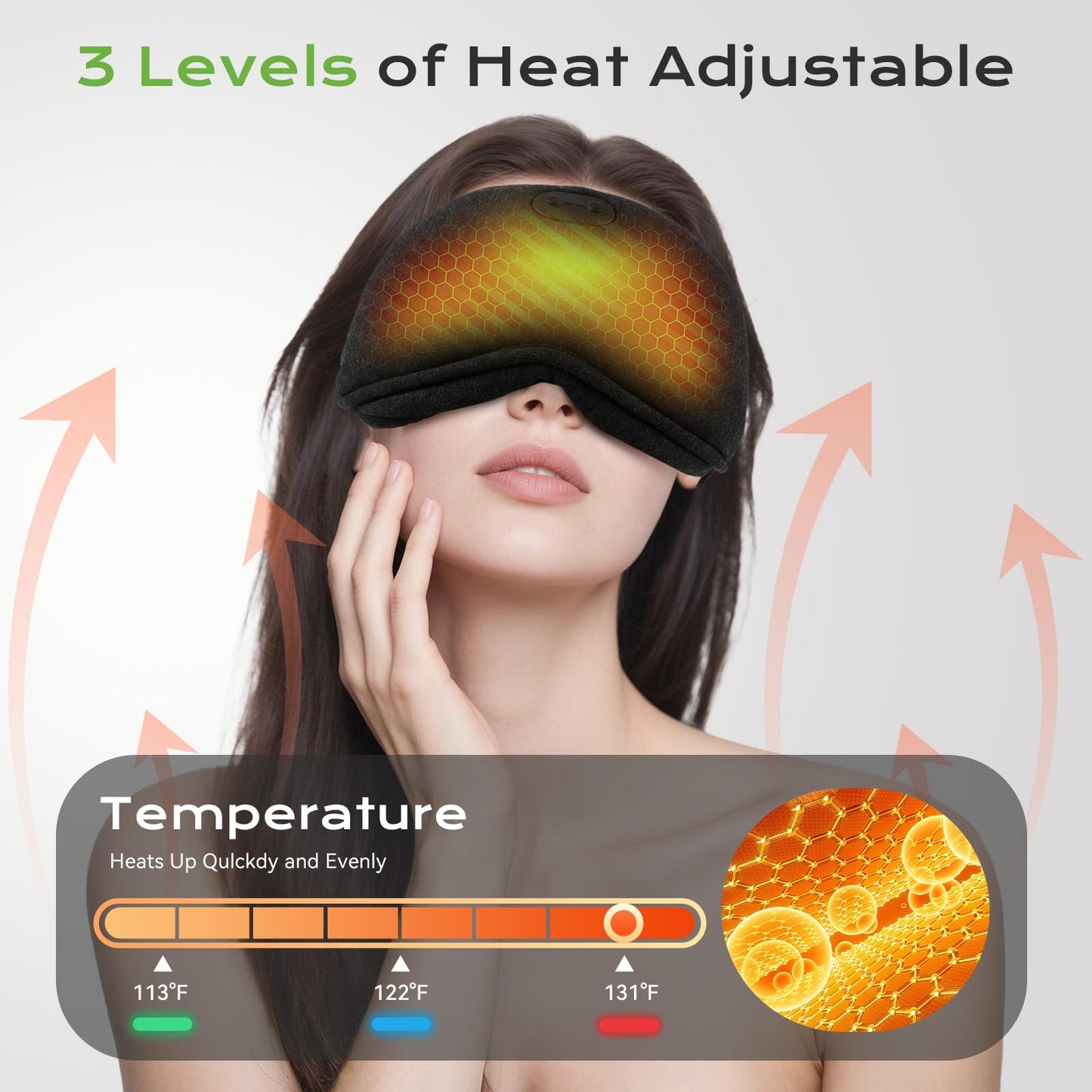 ZHENYEMEI Heated Eye Mask for Dry Eyes - Cordless Cooling Eye Masks - Eye Heating Pad for Sleep, Eye Headache Relief, Improved Sleep, Blackout Removable for Cleaning, Travel Essentials, Office, Gift